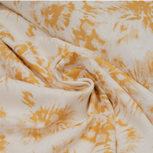 LINEN COTTON ABSTRACT FLOWER GOLD/ECRU