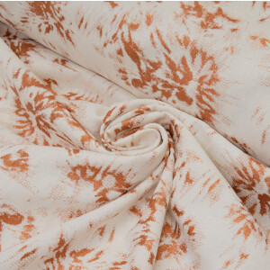 LINEN COTTON ABSTRACT FLOWER COPPER/ECRU