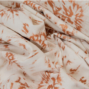 LINEN COTTON ABSTRACT FLOWER COPPER/ECRU