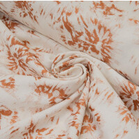 LINEN COTTON ABSTRACT FLOWER COPPER/ECRU