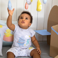 FRENCH TERRY PANEL FLY & SWIM WITH ME CUSHION AND MOBILE