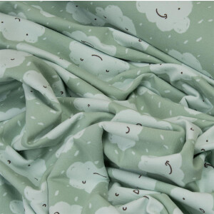 FRENCH TERRY HAPPY WHEN IT RAINS BLUE HAZE