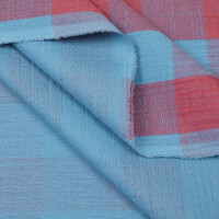 MOUSSELINE VICHY TURQUOISE/CAYENNE