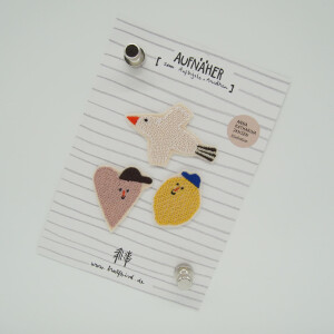 EMBROIDERED SET LEMON HEART BIRD