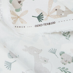 ORGANIC POPLIN KOALAS AND KANGURUS WHITE