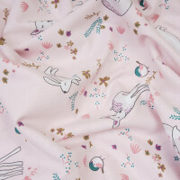 ORGANIC POPLIN SWEET FOREST ANIMALS ROSE