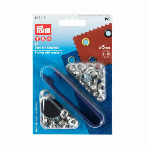 PRYM EYELETS 5MM SILVER