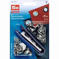 PRYM EYELETS 8MM SILVER