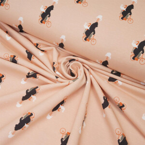 ORGANIC FRENCH TERRY ZOO ON WHEELS DUSTY PINK