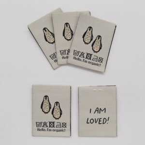 WOVEN LABEL PENGUINS CREME (5 pcs)
