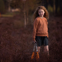 FRENCH TERRY SCRIBBLES AUTUMN LEAF BROWN