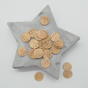WOODEN BUTTON FUNNY FACES FINN 18 mm