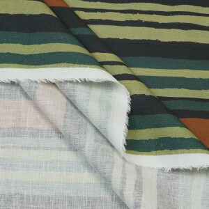 LINEN VERTICAL BRUSH STRIPES NAVY/RUST