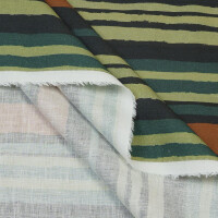 LINEN VERTICAL BRUSH STRIPES NAVY/RUST
