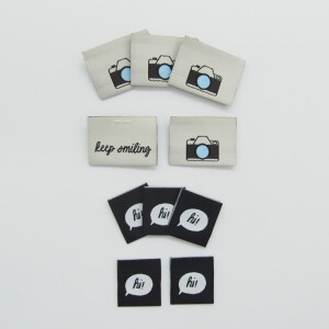 WOVEN LABEL SET CAMERA/HI (10 pcs)