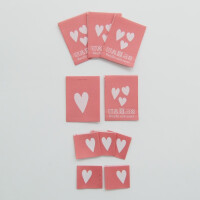 WOVEN LABEL SET HEARTS BUBBLEGUM PINK (10 pcs)