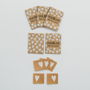 WOVEN LABEL SET HEARTS TOFFEE (10 pcs)