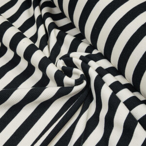 ORGANIC RIB JERSEY VERTICAL BLACK/CREME