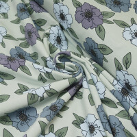 ORGANIC FRENCH TERRY FLORETTE SEA GREEN