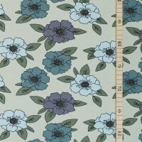 ORGANIC FRENCH TERRY FLORETTE SEA GREEN