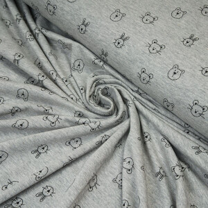 JERSEY FRIENDLY ANIMALS LIGHT GREY MELANGE