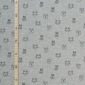 JERSEY FRIENDLY ANIMALS LIGHT GREY MELANGE
