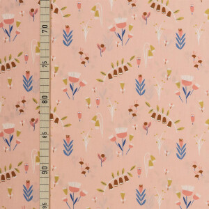 POPLIN WE ELEPHANTS FLOWERS ROSE