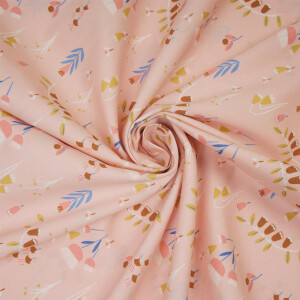 POPLIN WE ELEPHANTS FLOWERS ROSE