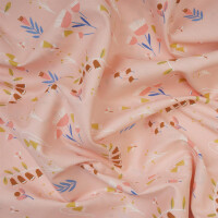 POPLIN WE ELEPHANTS FLOWERS ROSE