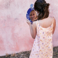 POPLIN WE ELEPHANTS FLOWERS ROSE