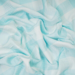 MOUSSELINE VICHY AQUA/WHITE