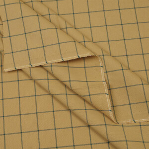 ORGANIC OXFORD GRID DRY MUSTARD/BOTTLE GREEN