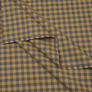 ORGANIC OXFORD GINGHAM CALM GREY/DRY MUSTARD
