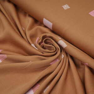 VISCOSE SATIN SQUARE TEXTURE BURNT SAFFRON