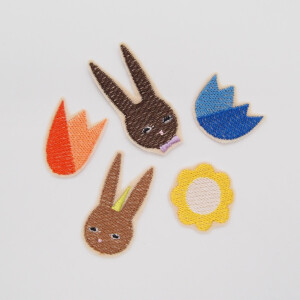 EMBROIDERED PATCH SET RABBITS & FLOWERS (5 pcs.)