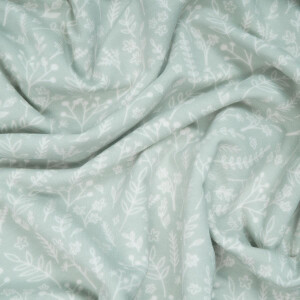 ORGANIC FRENCH TERRY FLOWER TWIG SEA GREEN