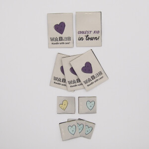 WOVEN LABEL SET SMILEY HEARTS (10 pcs)