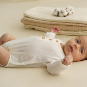 ORGANIC MOUSSELINE SOLID RAW WHITE