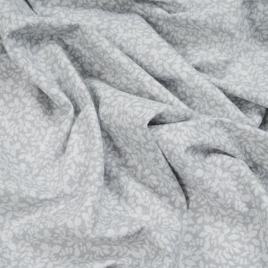 POPLIN WHITE LEAVES LIGHT GREY