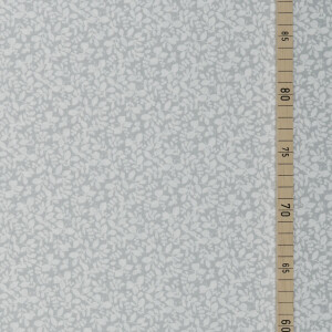 POPLIN WHITE LEAVES LIGHT GREY