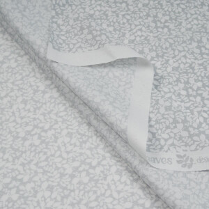 POPLIN WHITE LEAVES LIGHT GREY