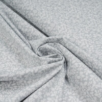 POPLIN WHITE LEAVES LIGHT GREY