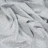 POPLIN WHITE LEAVES LIGHT GREY