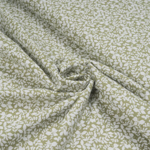 POPLIN WHITE LEAVES GREEN