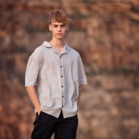 LINEN/ VISCOSE SOLID GLACIER GRAY