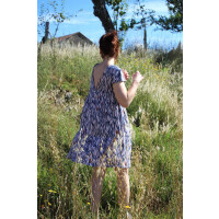 VISCOSE CREPE ZEBRA POWDER/BLUE