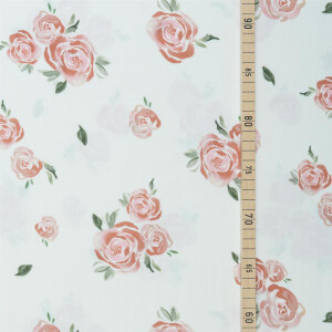 DOUBLE GAUZE ROSES WHITE
