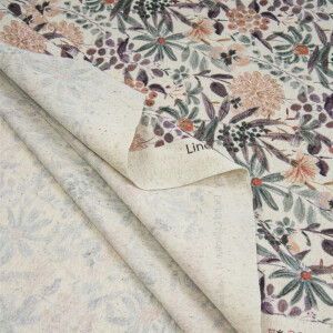 LINEN JERSEY FLOWERS PURPLE/NATURE