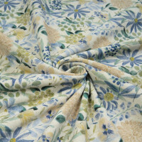 LINEN JERSEY FLOWERS BLUE/NATURE