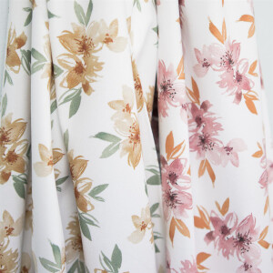 JERSEY AQUARELL FLOWERS AND LEAVES OCHRE